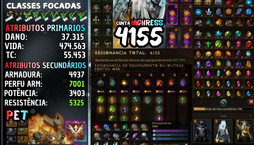 Conta Super Top com diversas skins e Gemas Perfeitas