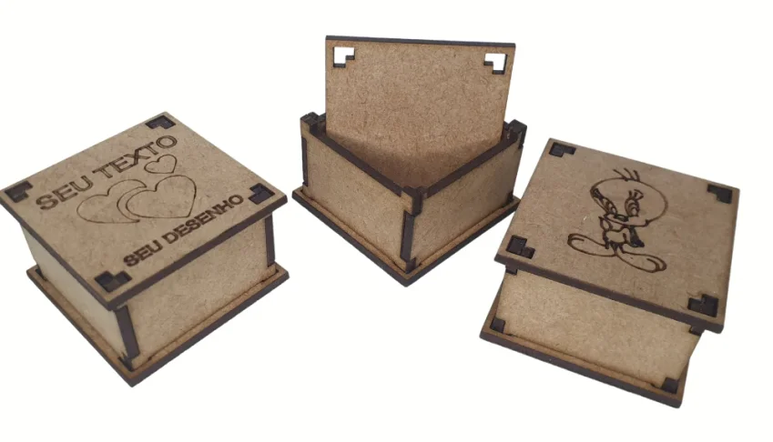 Kit 20 caixa com tampa 05x05cm personalizada MDF,...