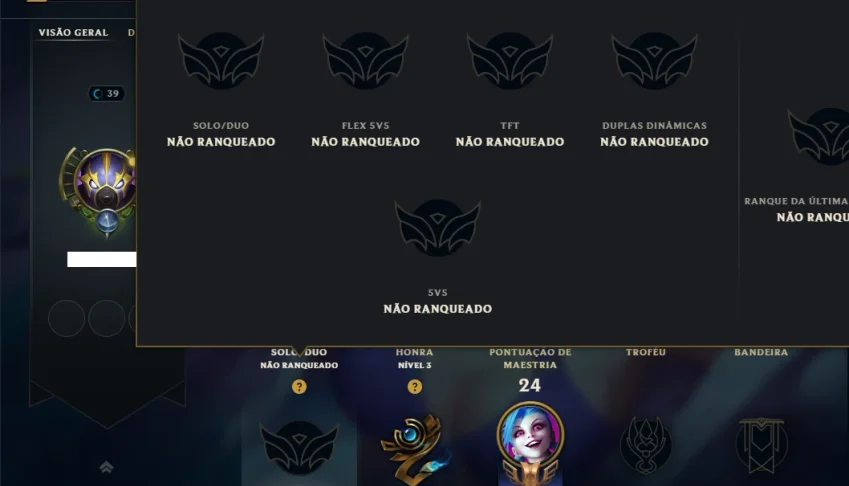 Unranked com 35 Champs e 4 Skins