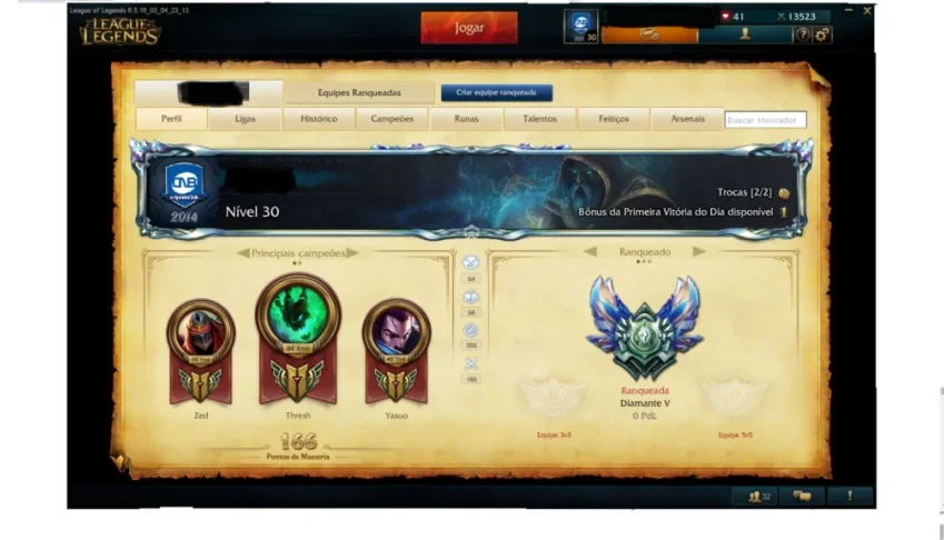 conta diamante V lol