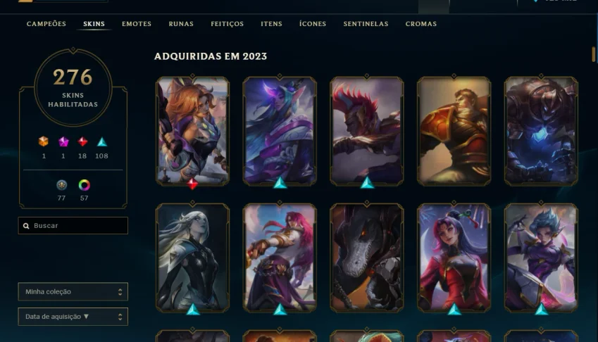 Todos os campeões e muitas skins