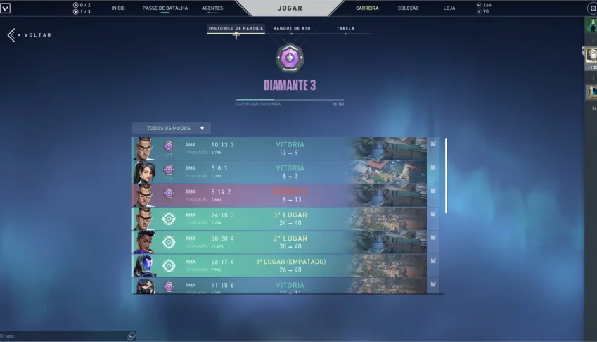 CONTA DE VALORANT DIAMANTE 3 COM SKINS