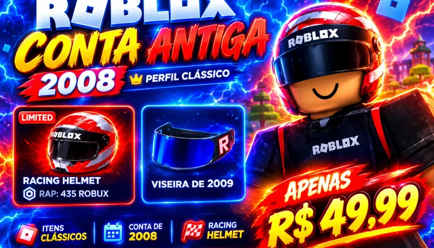 🔥 ROBLOX 2008 OG RARA 🏎️ RACING HELMET + VISEIRA 2009 | R$