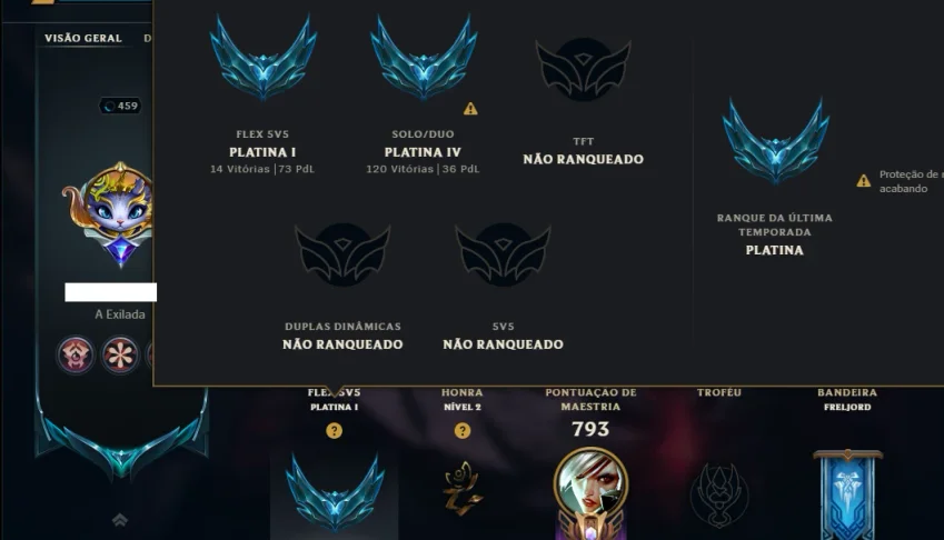 Platina 4 com TODOS os Champs e 299 Skins +16 Vitoriosas
