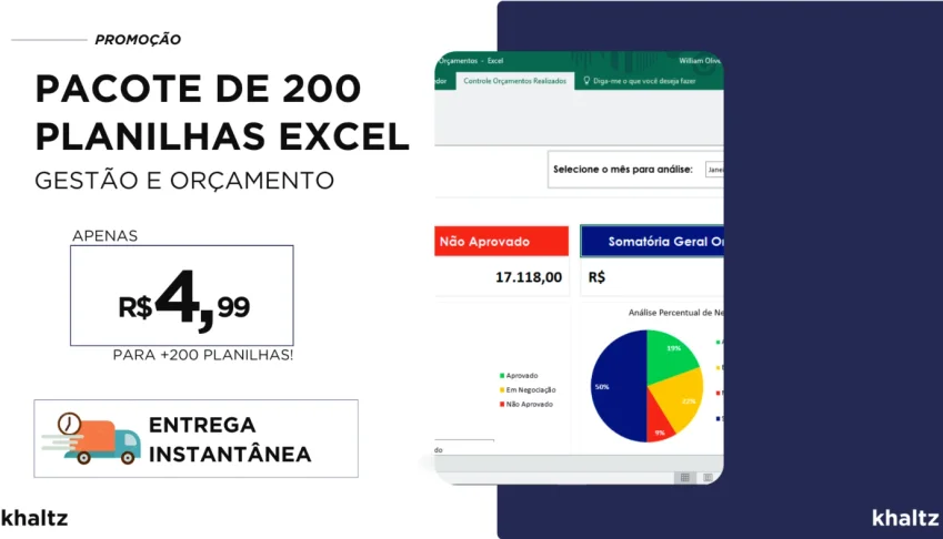 📊 Pacote de 200 Planilhas Excel - Gestão e Orçamento 📈