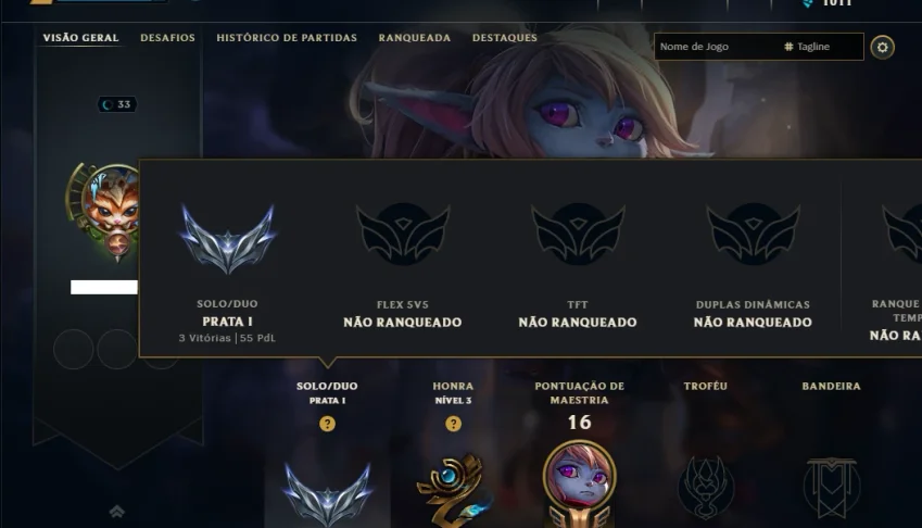 Prata 1 com 35 Champs e 7 Skins