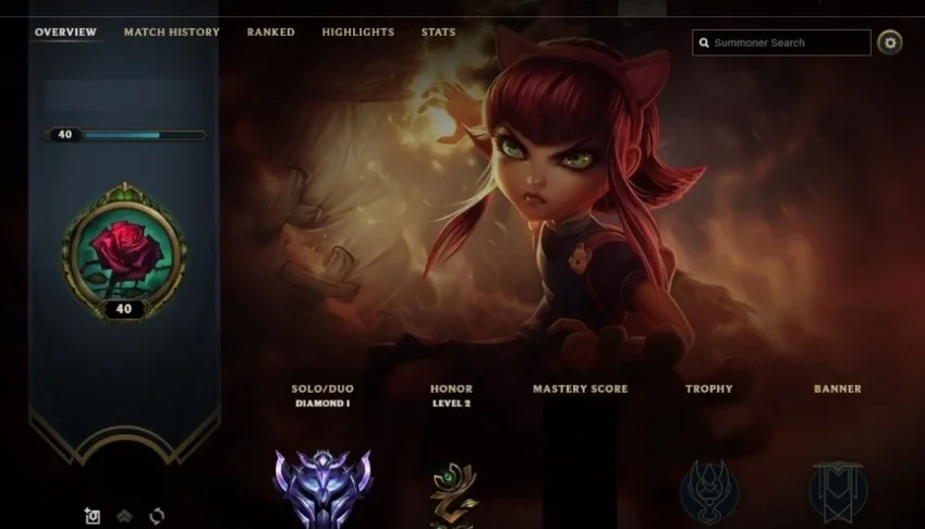 CONTA LOL DIAMANTE 1 MMR BOM COM EA PARA TROCA DE NICK