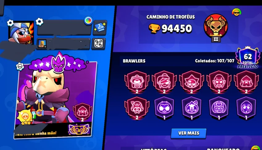 🔥 Conta Brawl Stars Top Gladiador: 94K Troféus + Quase Full