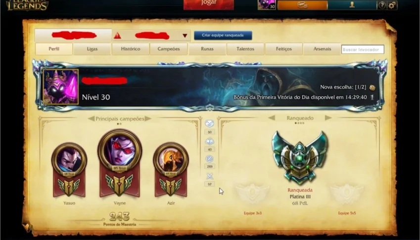 Conta Platina 3, 125 Skins, 13 Páginas (Borda de Diamond)
