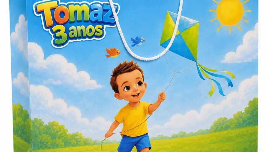 Sacolinha de Papel com Alça Tema Pipa
