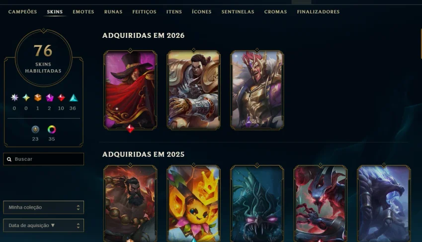 Conta League Of Legends - Gold 1| Level: 205 | 79 Skins
