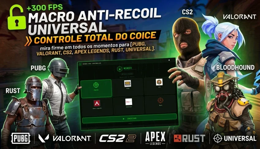 Macro Universal Pro • Pubg / Cs2 / Apex / Rust • Vitalício