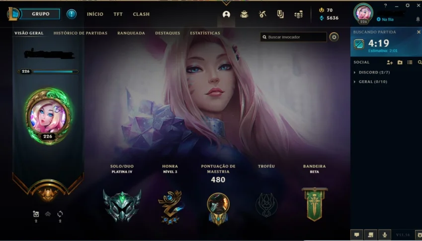 Conta platina 4 125 skins 133 champs