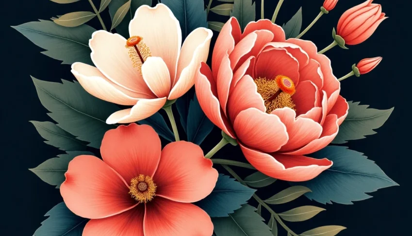 Coleção de Estampas Florais com Fundo Escuro – Mais de 100 A