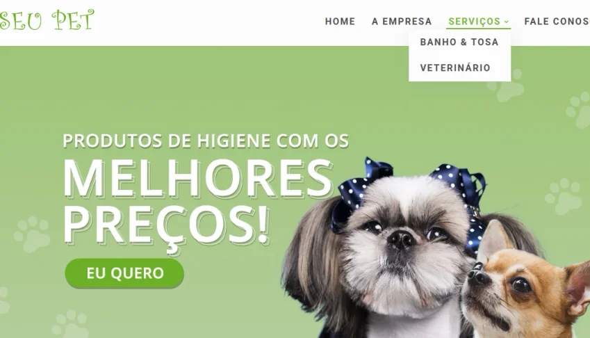 Template editável Pet Shop Institucional Wordpress