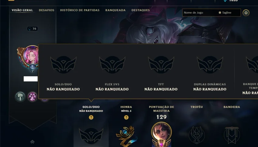 Unranked com 60 Champs e 22 Skins