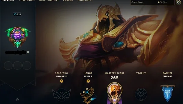 Conta lol lv 254 upada a mão unranked (parei de jogar)