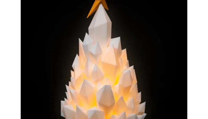 Árvore de Natal 3D de Cristais com Luz - 21cm