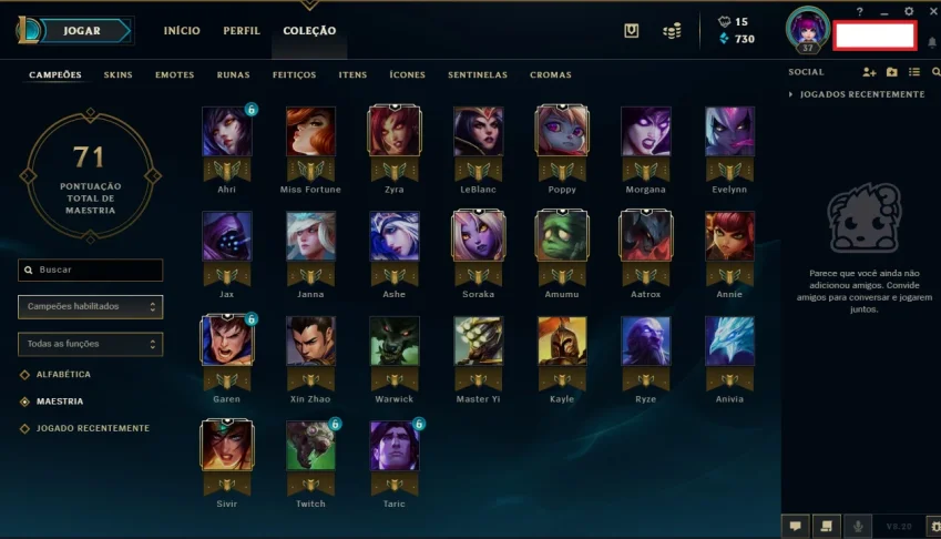 Conta Platina V Poucos Jogos MMR alto