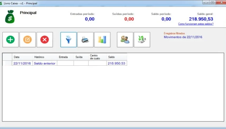 Sistema software programa finanças Livro Caixa