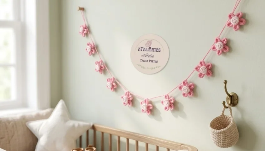 Varal de Flores Personalizadas em Tricotin