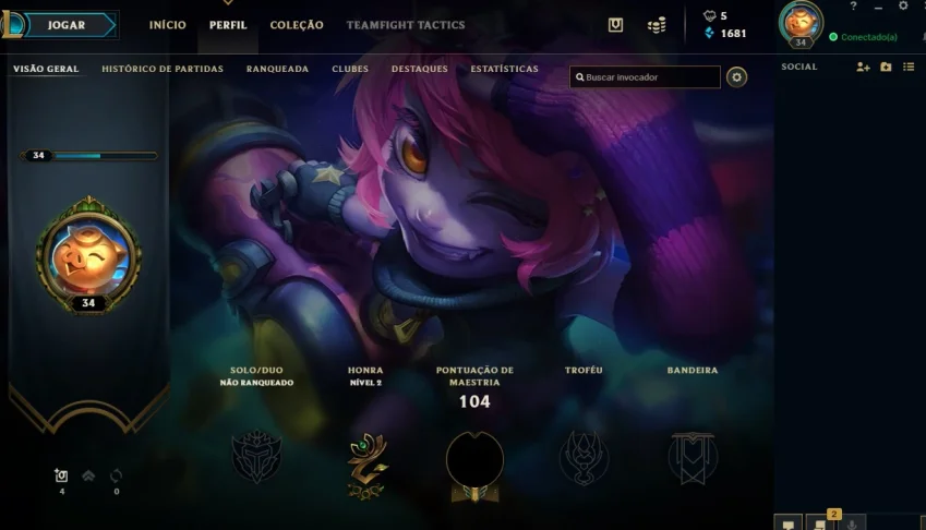 Conta Unranked lvl 34