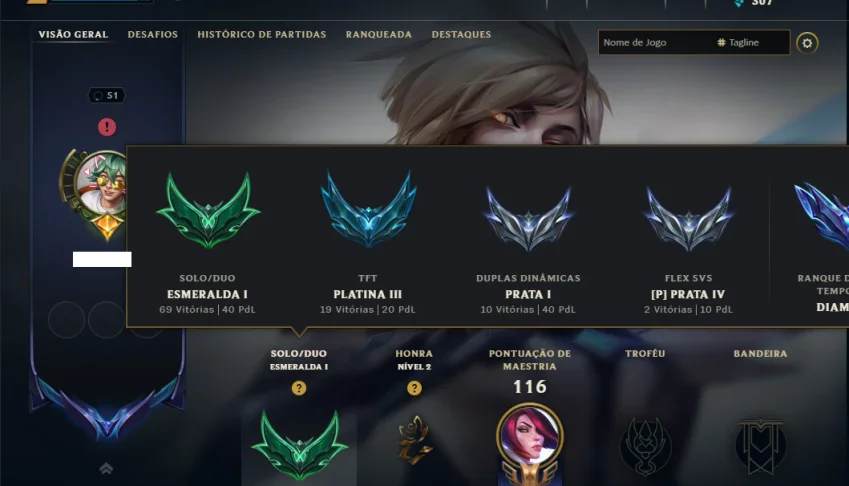 Esmeralda 1 com 85 Champs e 12 Skins