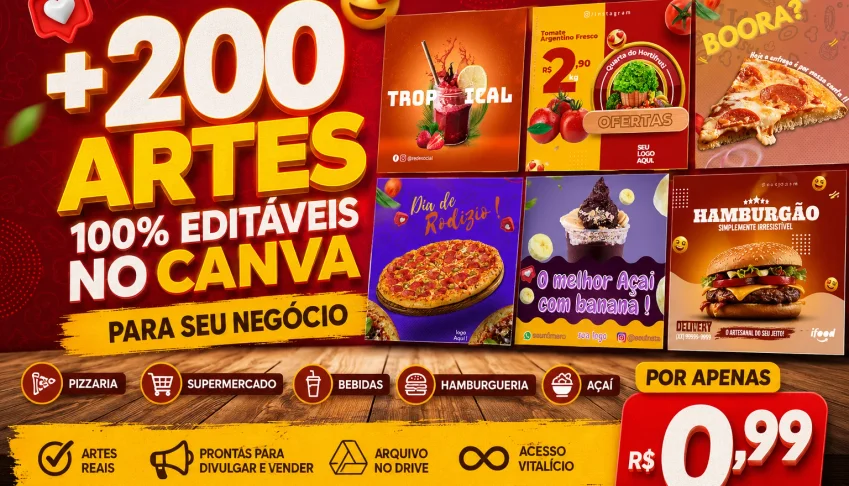 Pack De +200 Artes Editáveis + Entrega Automatica