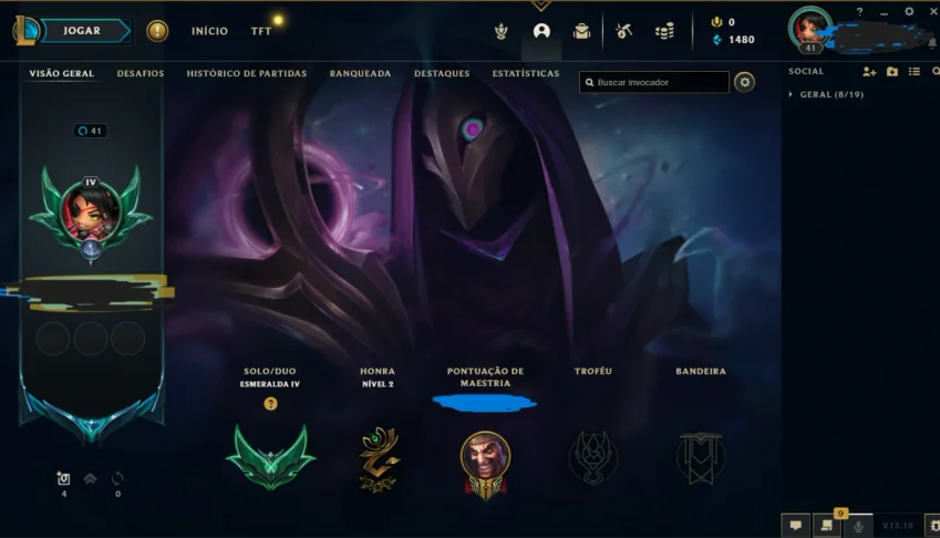 vendo conta de lol por 250 esmeralda