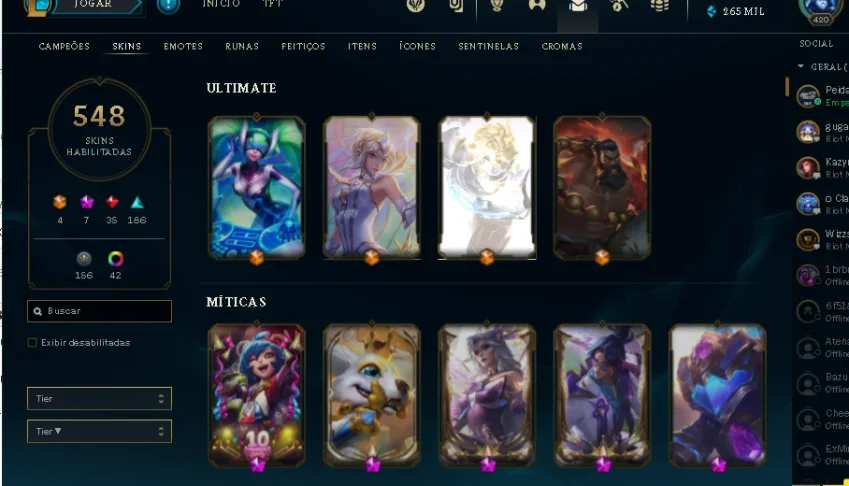 Conta league of legends 548 skins