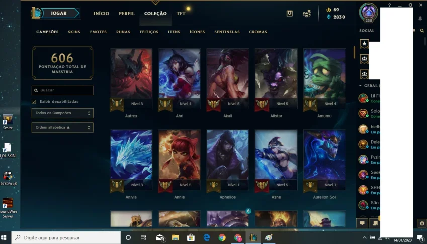 Conta RARA Diamante c/ todos os champs e 87 skins
