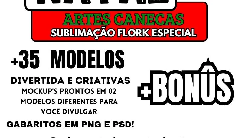 Canecas Flork - Especial Natal +35 Artes Sublimação