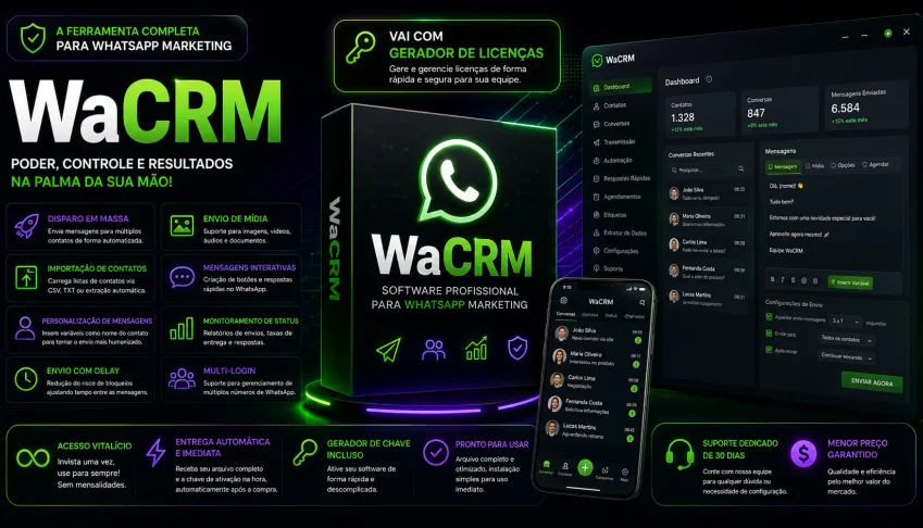 Wa CRM 3.3.0 com Gerador de Licença – 100% ATUALIZADO!