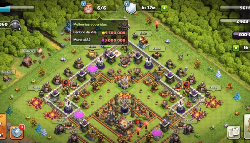 CV 11 semi full (alguns muros apenas), 16k+ gemas