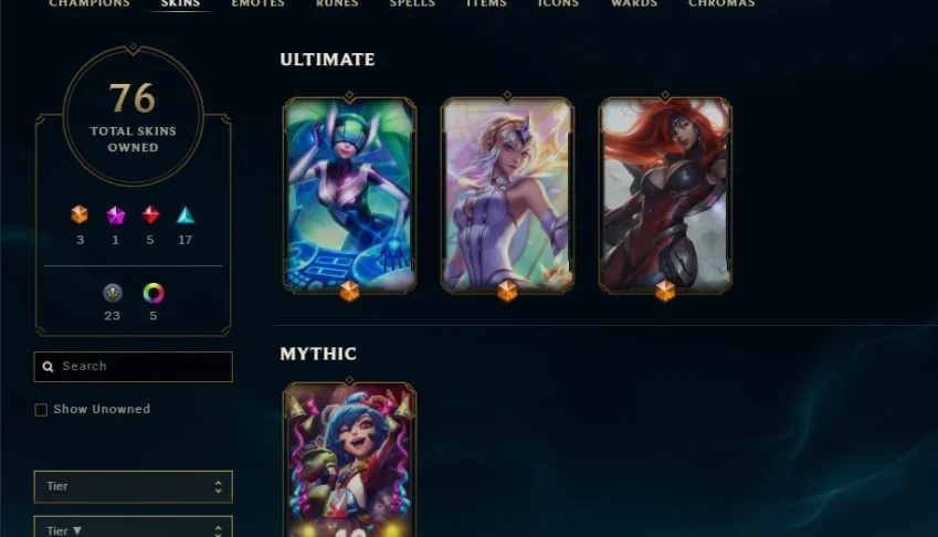 CONTA LOL 3 SKINS ULTIMATES