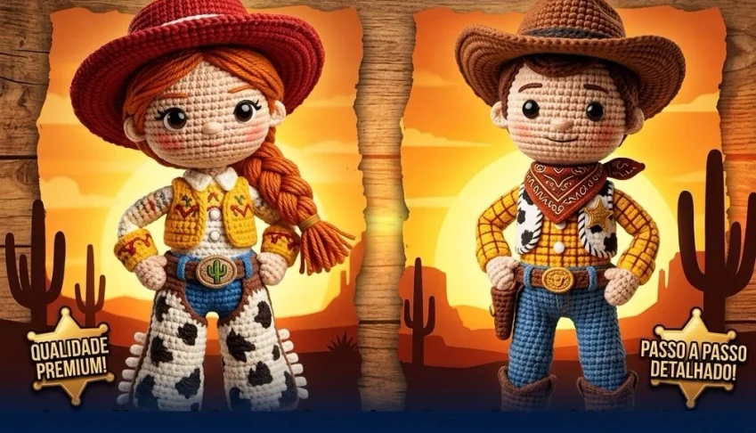 Receita Amigurumi em PDF - Bonecos Toy Story Woody e Jessy