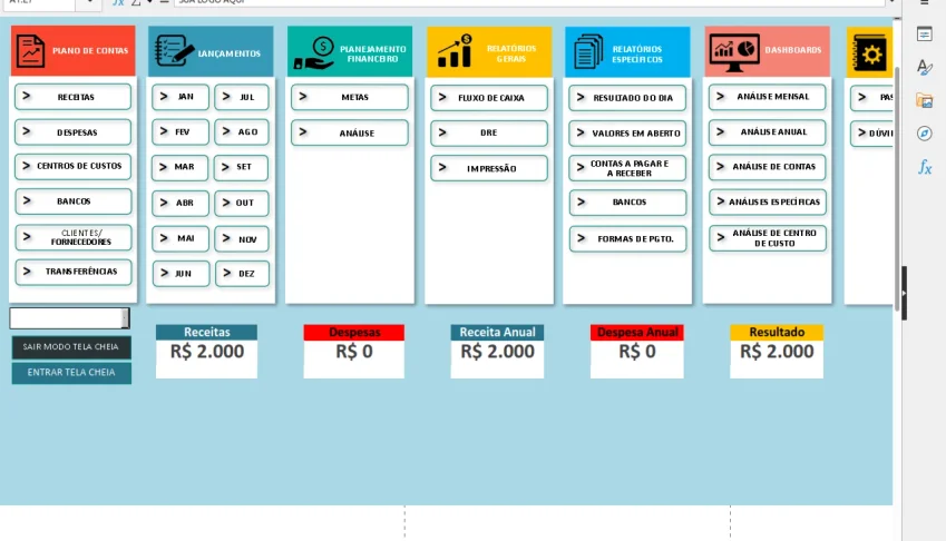 Planilha Excel Controle Financeiro Completo