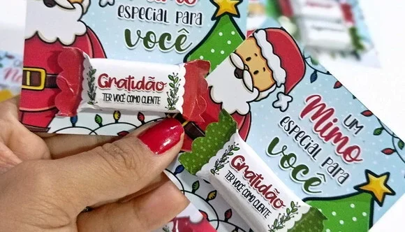 Card de Natal com Balinha - Frases Sortidas