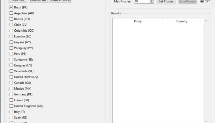 Extractor de Proxies -com todos os Países