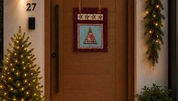 Panô de Porta em Patchwork de Natal