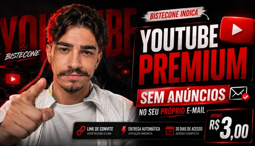 YouTube Premium – Tchau Anúncios • Tela Bloqueada • 30 Dias