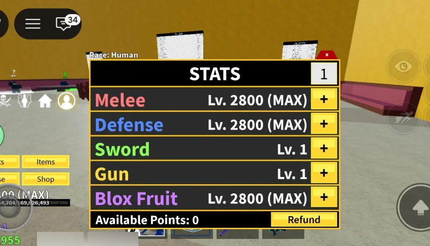 Conta de blox fruits
