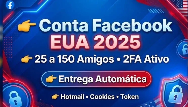 Conta Facebook EUA 2025 | 10 a 100 Amigos|2FA Ativo|Hotmail