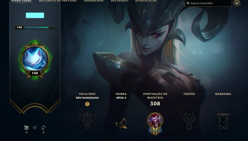 Conta League of Legends level 148 MMR PLATINA