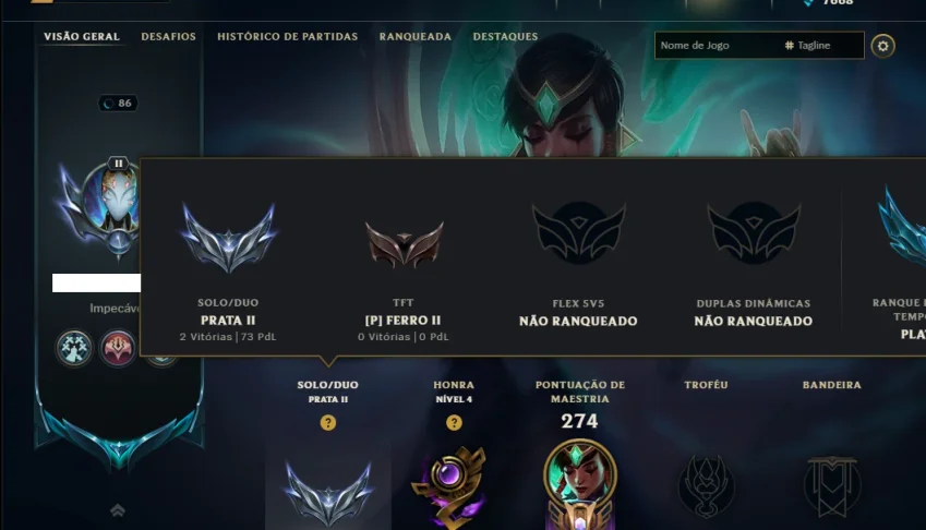 Prata 2 com 115 Champs e 18 Skins