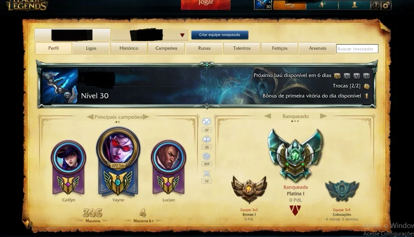 Vendo conta Platina 1, 95 champs + 23 skins (2 lendárias)