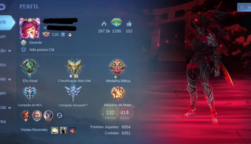 Conta Mobile Legends - Level 116 - 414 Skins