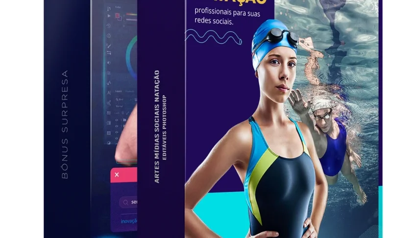 Pack 70 artes editáveis natação – Photoshop psd