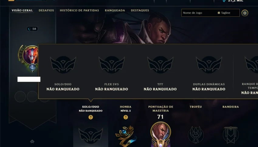 Unranked com 40 Champs e 22 Skins