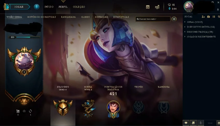 vendo conta gold 2/113 Campeões /44 skins / nivel 222